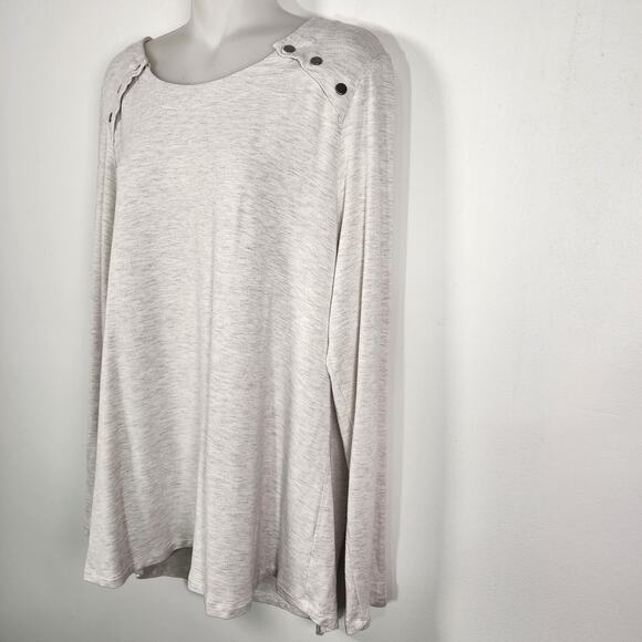CABI Women Snap Shoulder Lightweight Sweatshirt Large Gray Pullover Long Sleeve - Picture 6 of 10